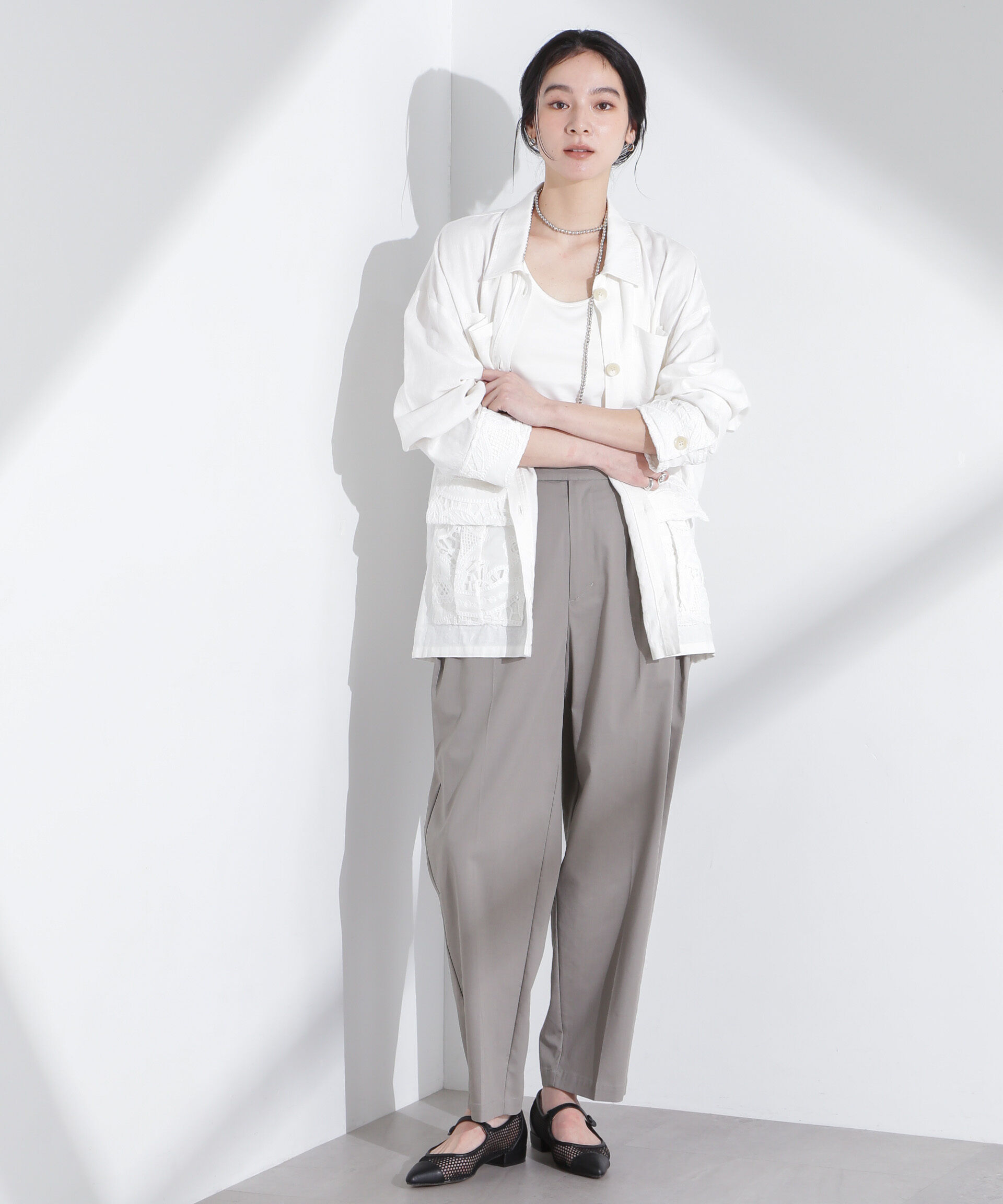 nano･universe「ポイントレースサファリジャケット」|テーラードジャケット|