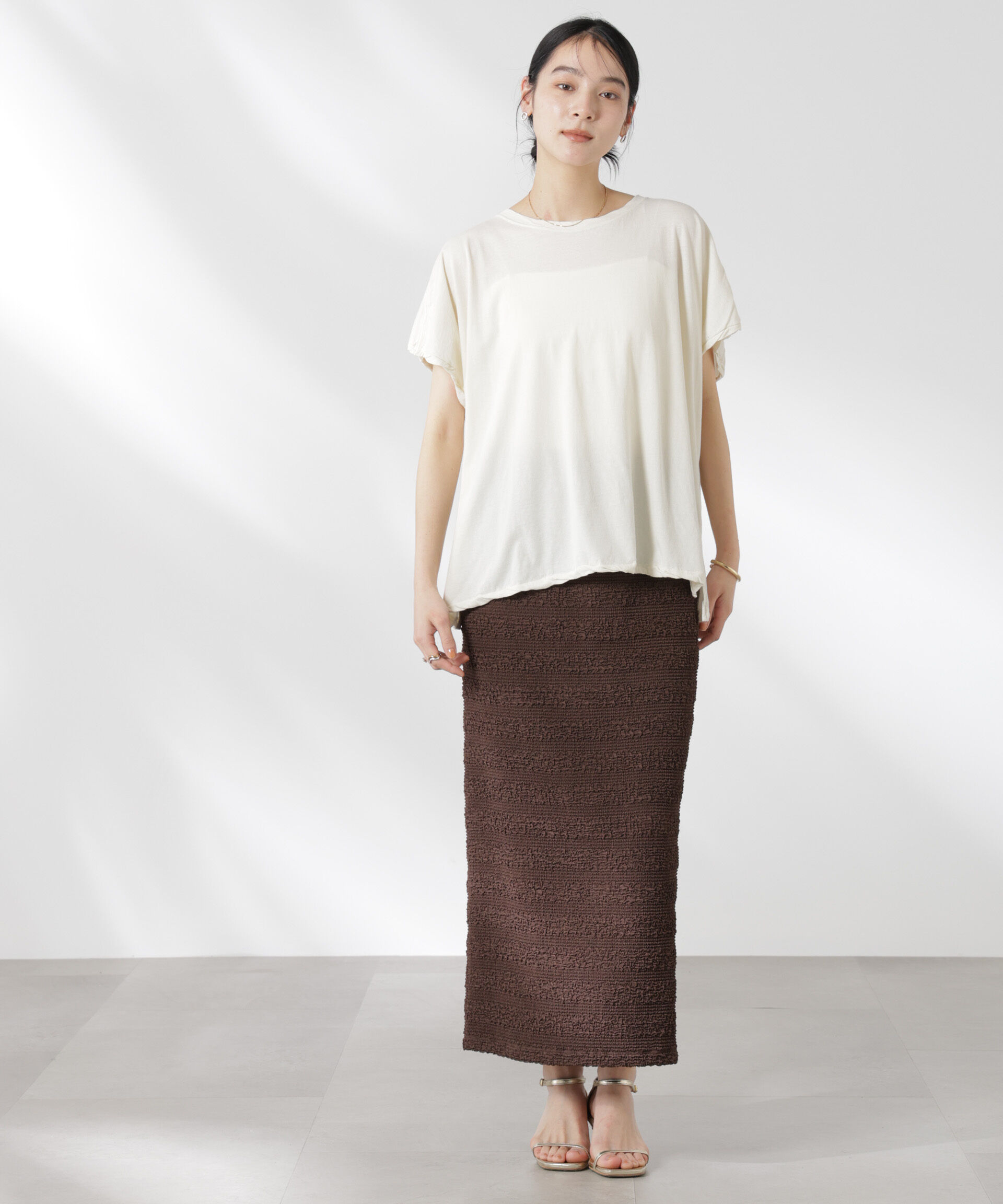 nano･universe「フクレボーダースカート」|スカート|