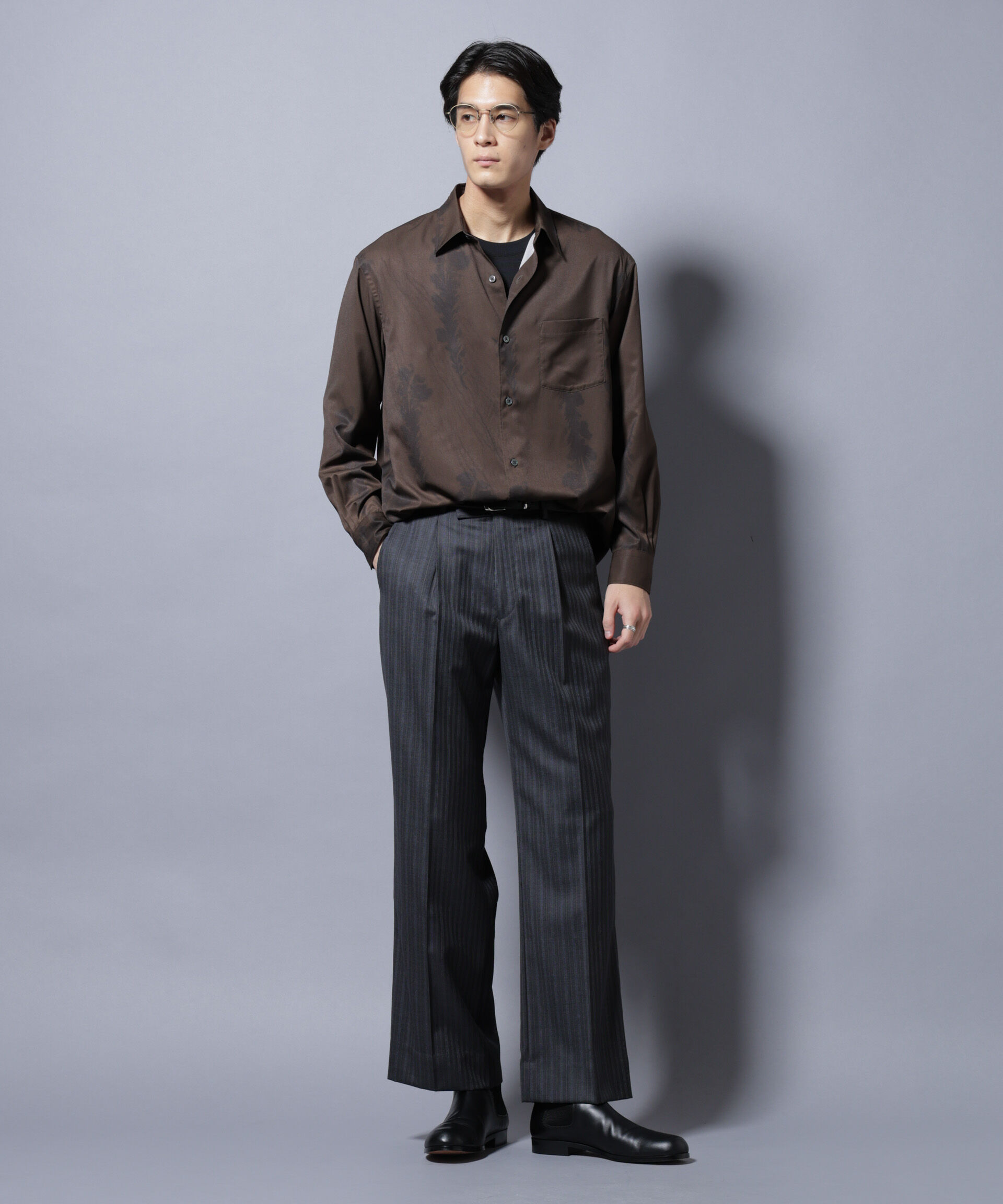 nano･universe「「EDITORIAL PRINT」シルキータッチシャツ」|シャツ・ブラウス|