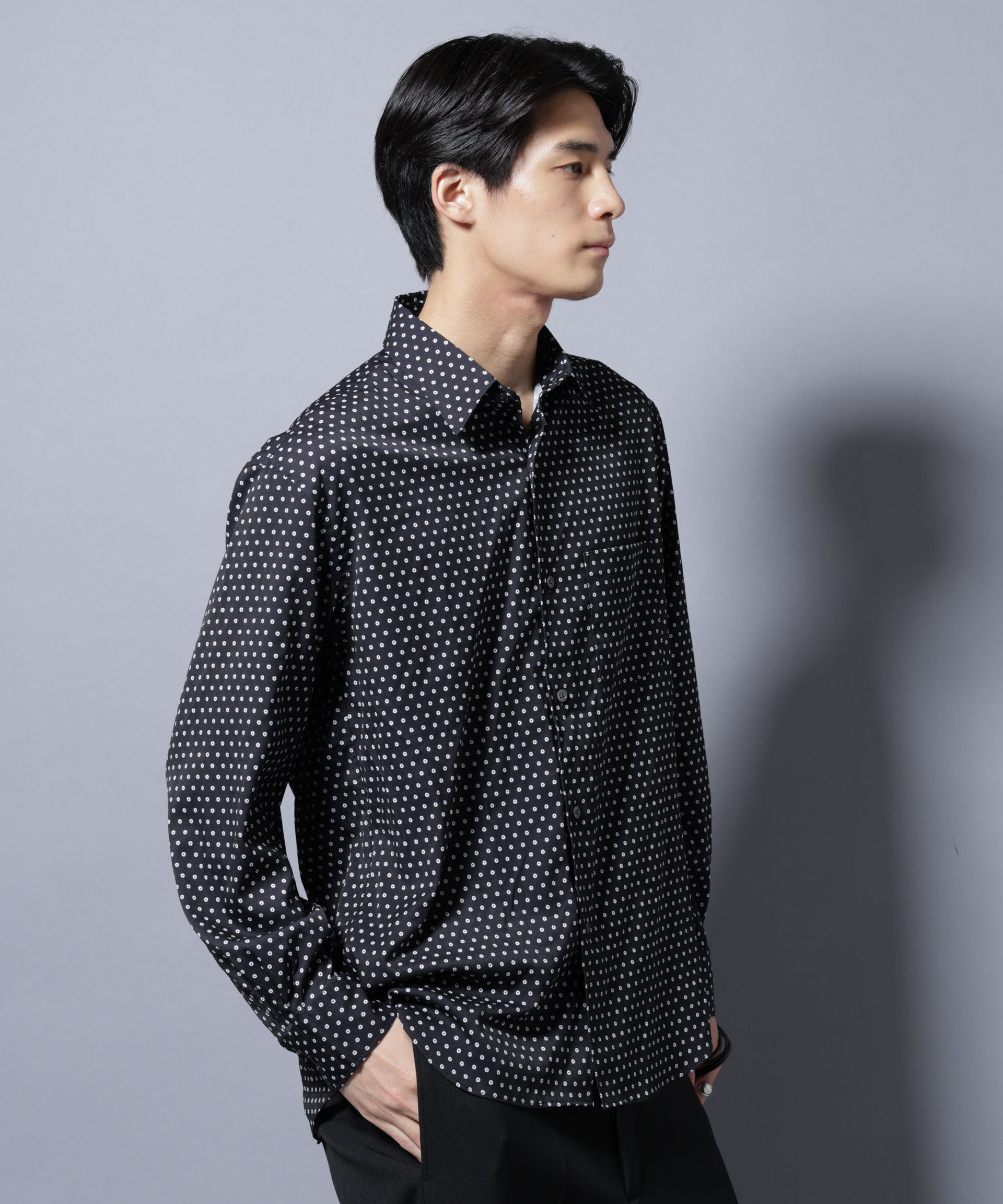 nano･universe「「EDITORIAL PRINT」シルキータッチシャツ」|シャツ・ブラウス|