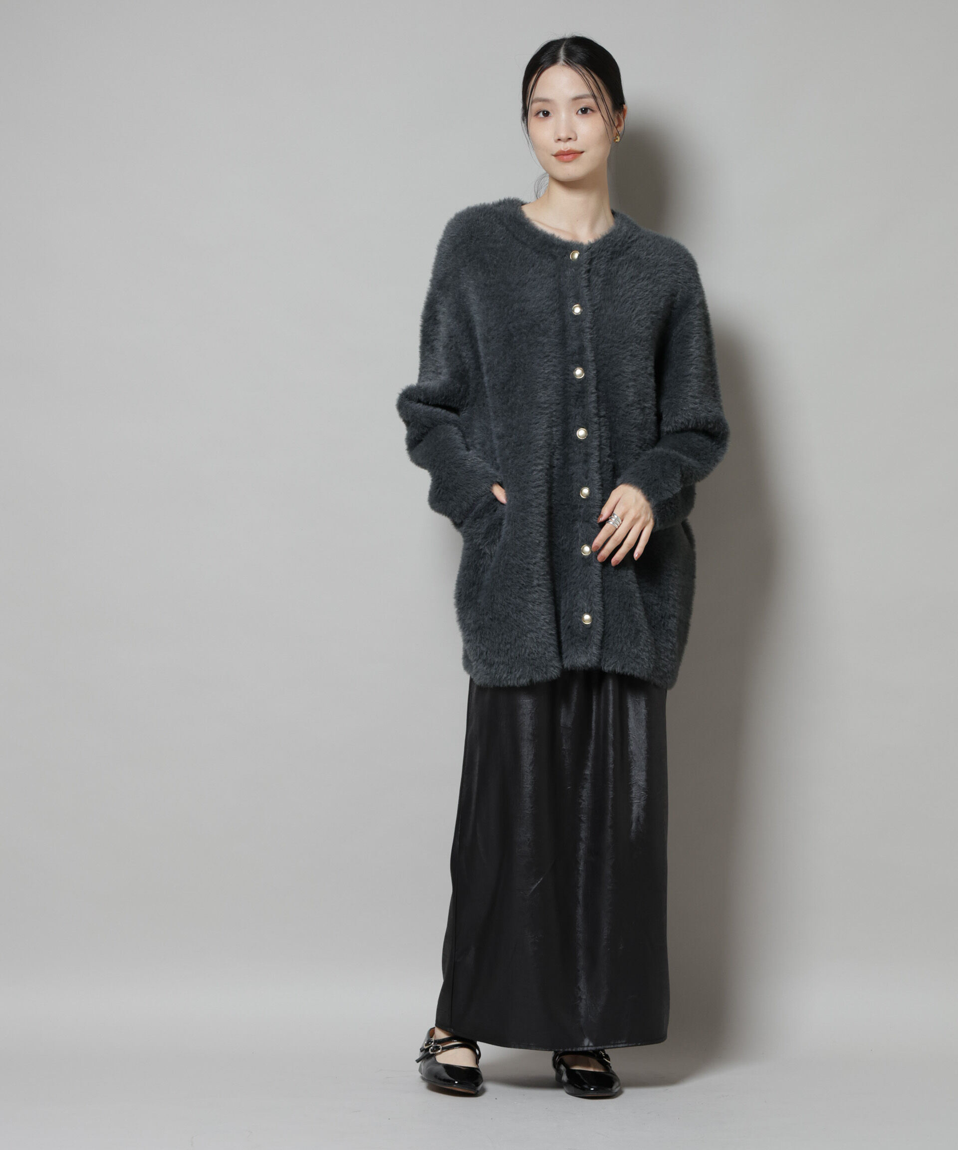 nano･universe「配色シャギーニットジャケット」|ニット・セーター|