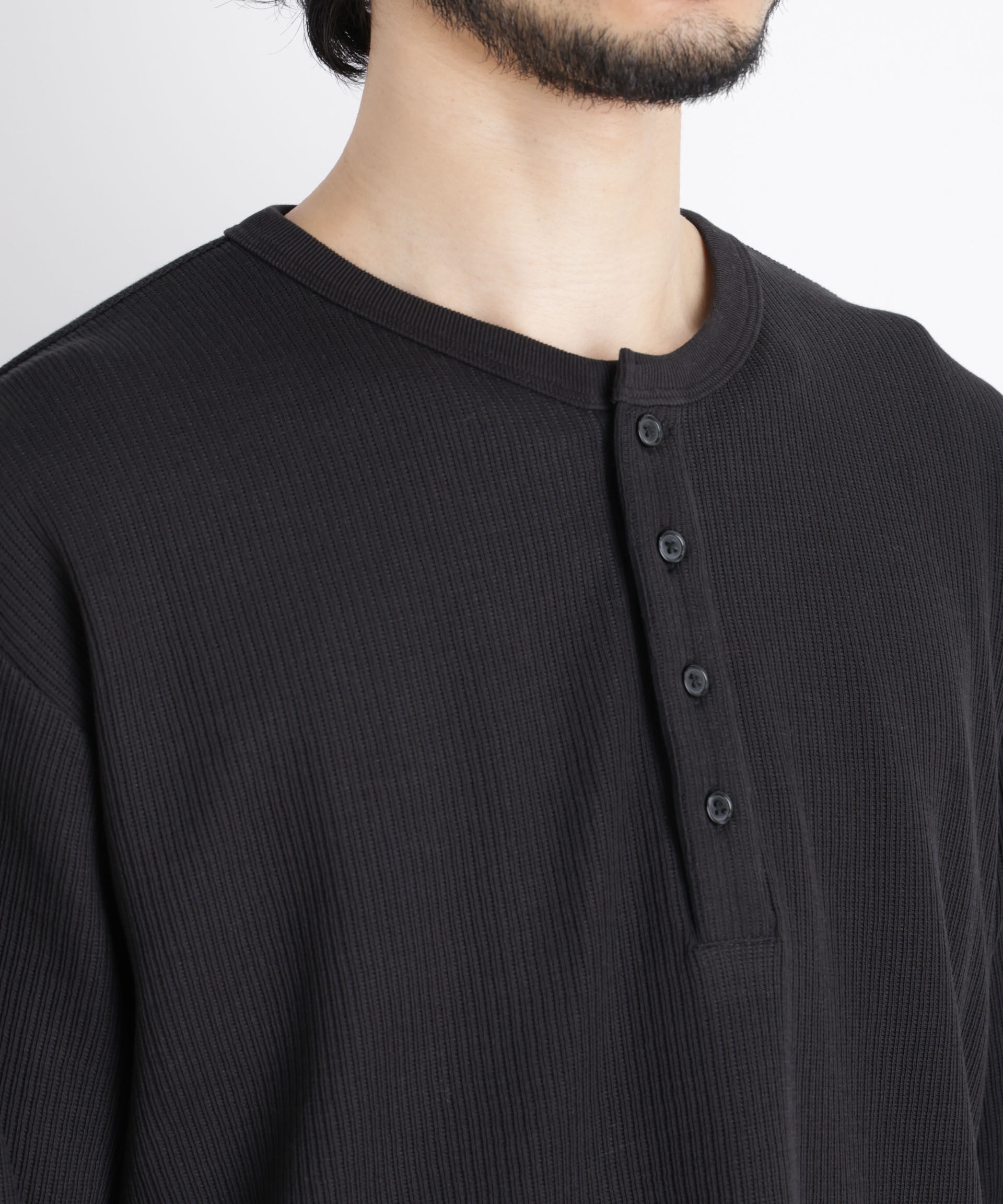 nano･universe「｢ASSEMBLANC｣ ドロップニードルリブ ヘンリーネック」|Tシャツ・カットソー|