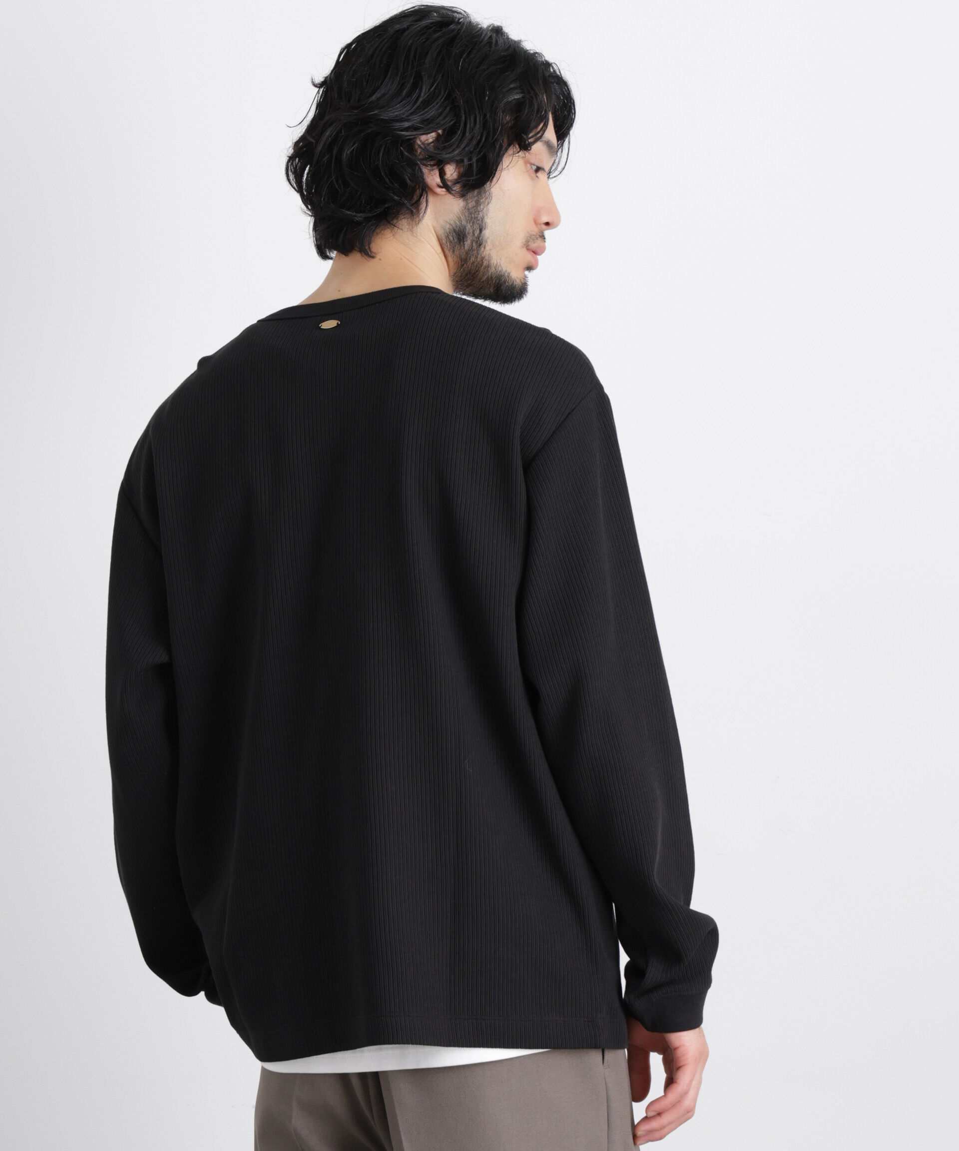 nano･universe「｢ASSEMBLANC｣ ドロップニードルリブ ヘンリーネック」|Tシャツ・カットソー|