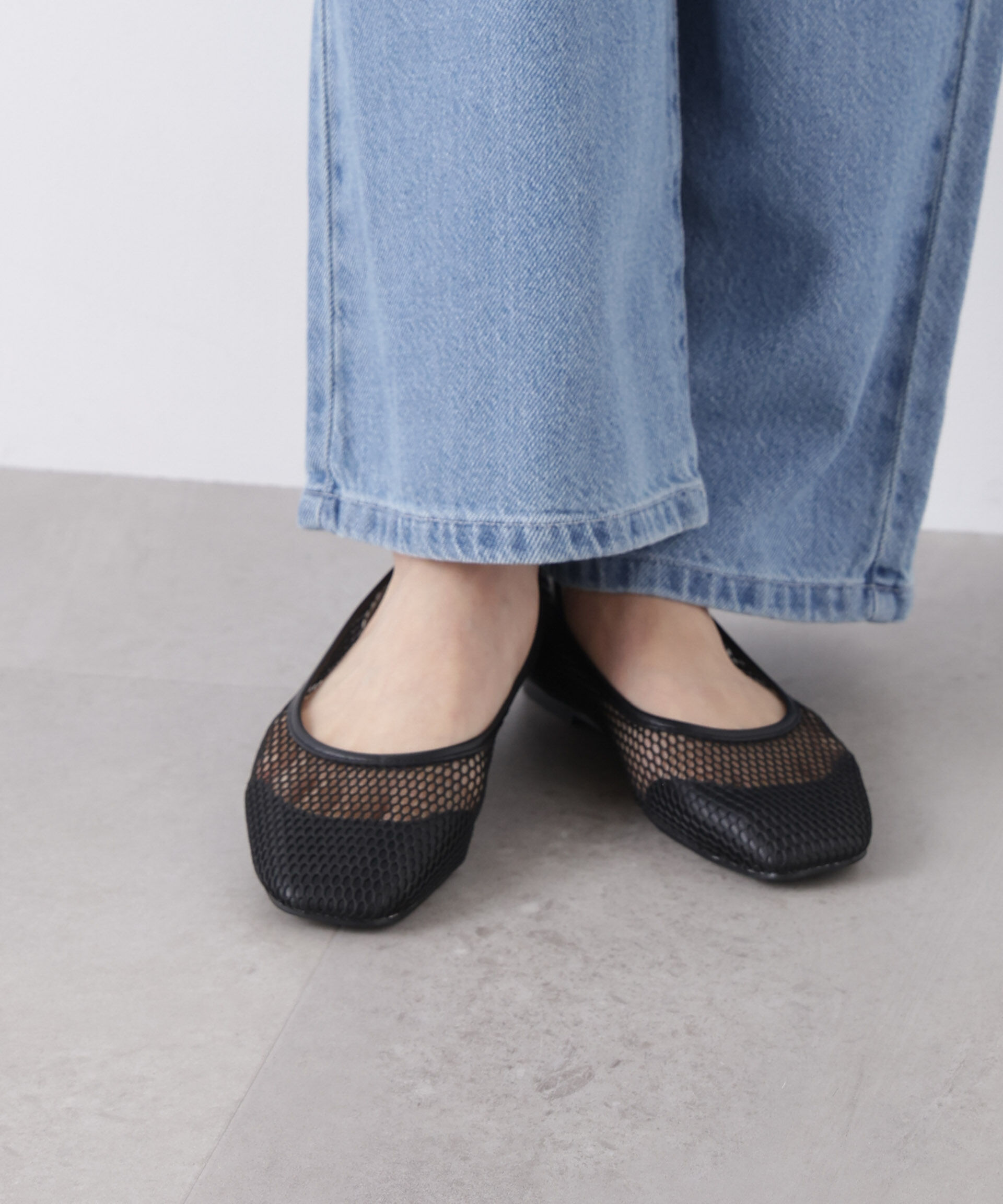 nano･universe「メッシュフラットパンプス」|ビジネス・ドレスシューズ|ブラック