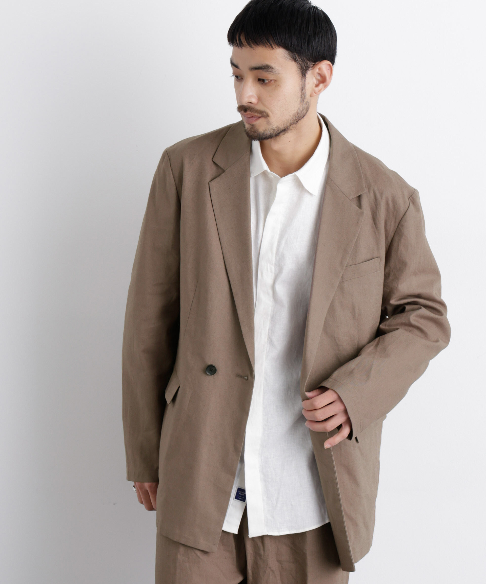 nano･universe「｢FRENCH LINEN｣ リネンコットンセミダブルJK（セットアップ可）」|テーラードジャケット|トープ2