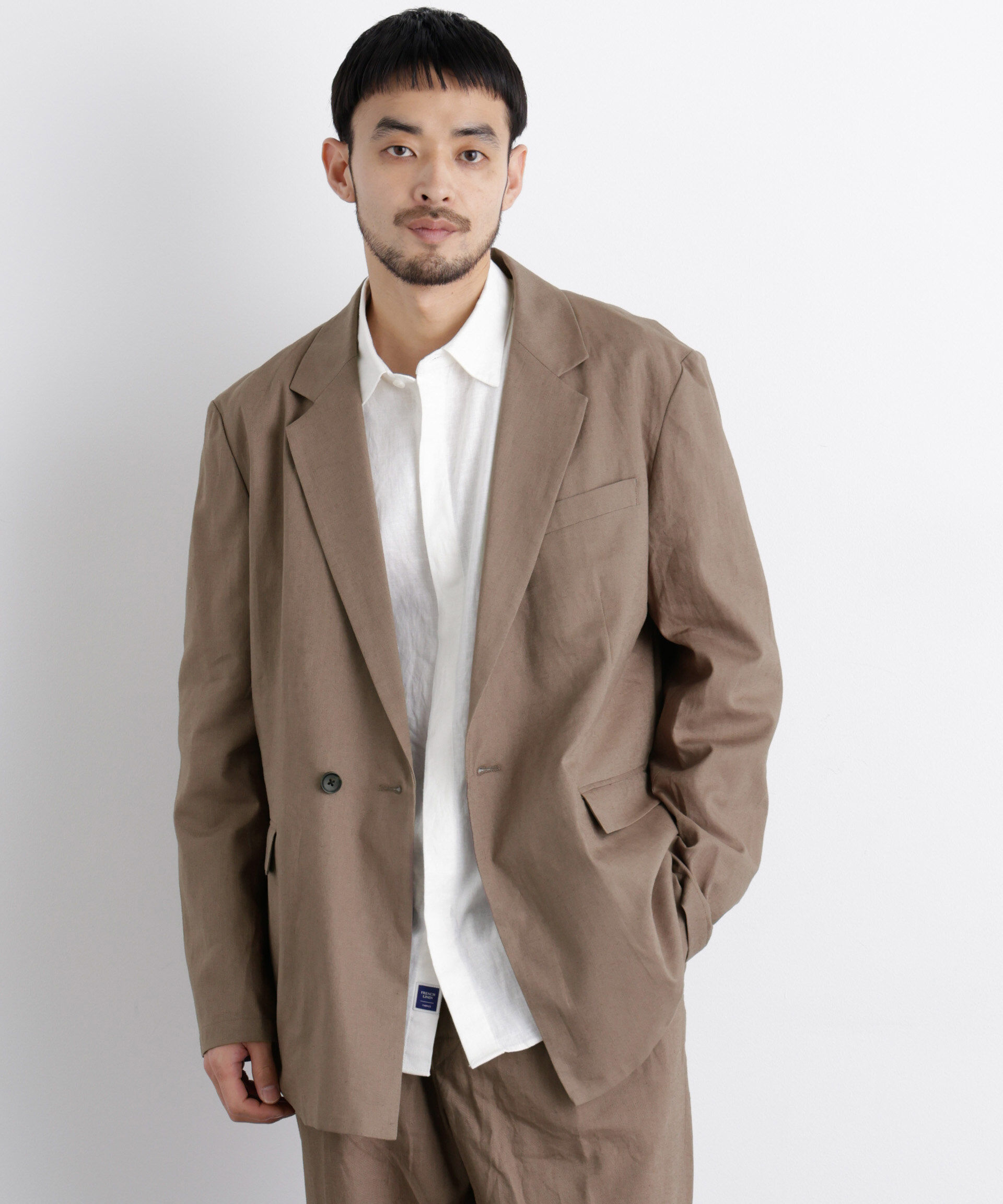 nano･universe「｢FRENCH LINEN｣ リネンコットンセミダブルJK（セットアップ可）」|テーラードジャケット|