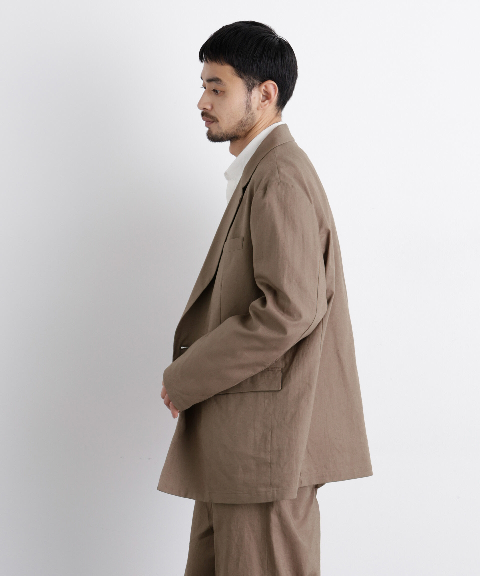 nano･universe「｢FRENCH LINEN｣ リネンコットンセミダブルJK（セットアップ可）」|テーラードジャケット|