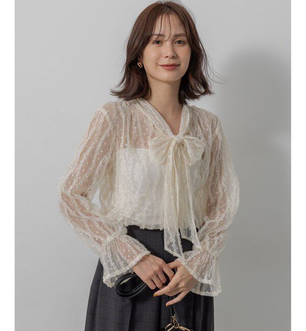 組曲「【前後着用可】チュールフリル ブラウス」|シャツ・ブラウス|アイボリー系