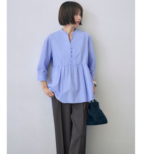 自由区「シアーソフトシャンブレーペプラム ブラウス」|シャツ・ブラウス|