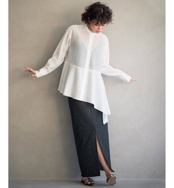 23区「【好評につき新色追加/洗える】イレギュラーヘム シアー ブラウス」|シャツ・ブラウス|