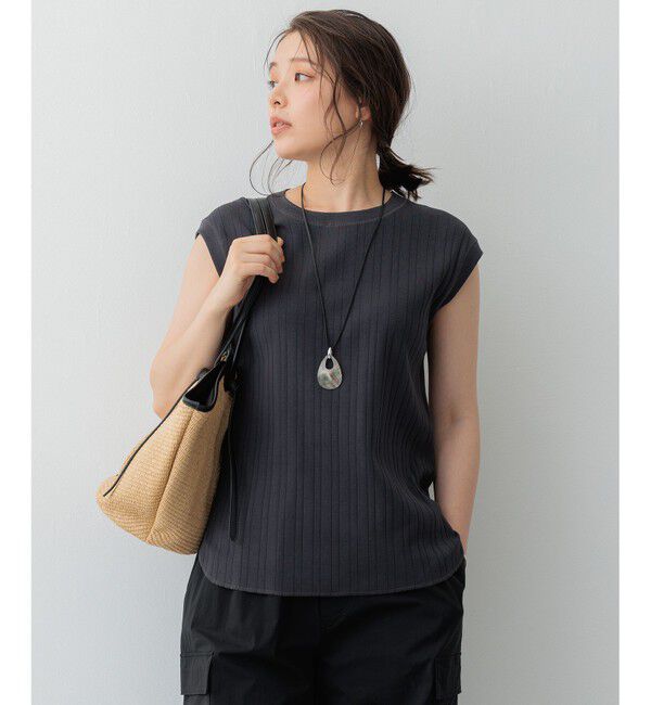 23区「【SLOW/一部店舗限定】ランダムリブフライス フレンチスリーブ カットソー」|Tシャツ・カットソー|グレー系