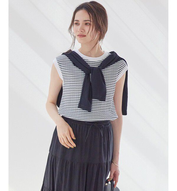 23区「【SLOW/一部店舗限定】ランダムリブフライス フレンチスリーブ カットソー」|Tシャツ・カットソー|ﾌﾞﾗｯｸﾎ