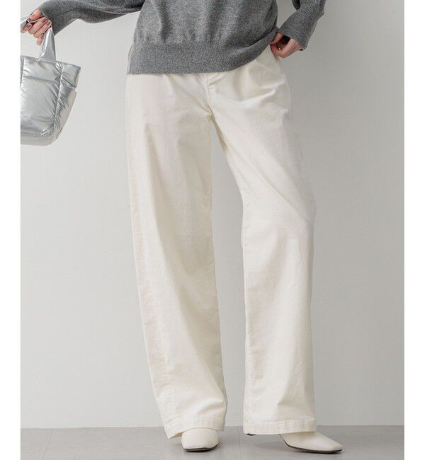 23区「【洗える】23区DENIM ベルベットストレッチ ワイドパンツ」|その他|ホワイト系