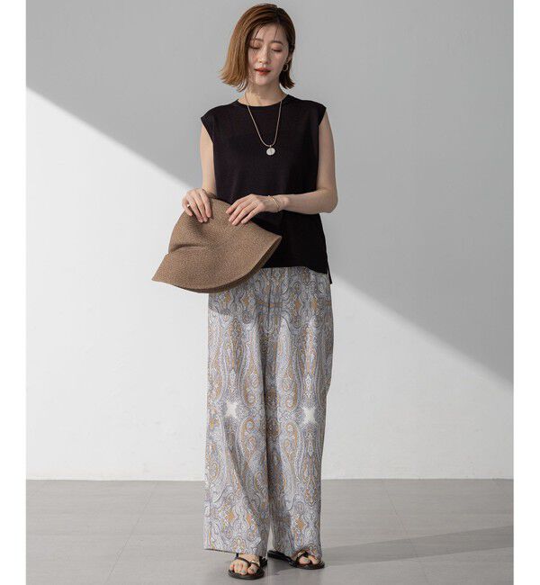 23区「【洗える】Rattiドローイングペイズリープリント ワイド パンツ」|その他|