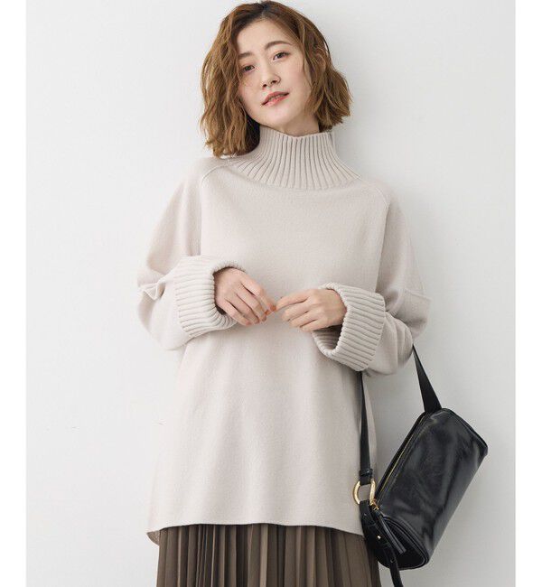 23区「【新色追加】ボイルドウールコンビニット チュニック」|ニット・セーター|ベージュ系
