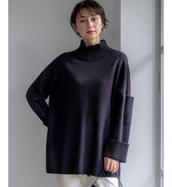 23区「【新色追加】ボイルドウールコンビニット チュニック」|ニット・セーター|ネイビー系