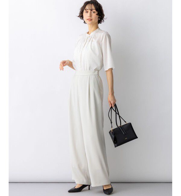 23区「ドライシアーストライプ フロントタック ブラウス」|シャツ・ブラウス|