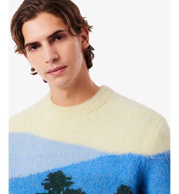 LACOSTE「ナイロン&times;ウール&times;アルパカ シャンタコランドスケープ ジャカードニットセーター」|ニット・セーター|