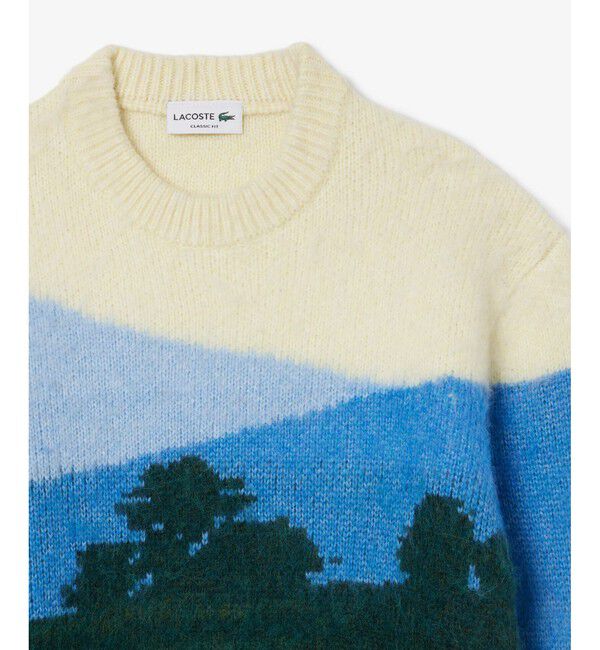 LACOSTE「ナイロン&times;ウール&times;アルパカ シャンタコランドスケープ ジャカードニットセーター」|ニット・セーター|