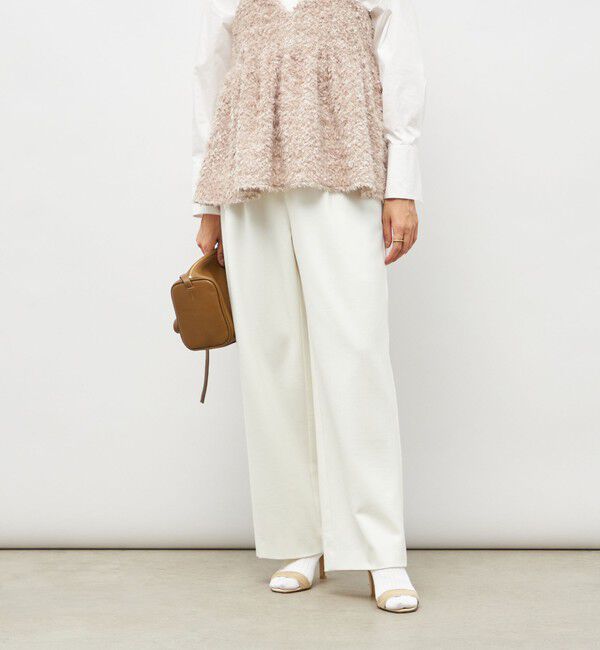 NOLLEY'S sophi「ウォッシャブル両面起毛ヘリンボーン/ストライプセミワイドパンツ」|その他|ホワイト