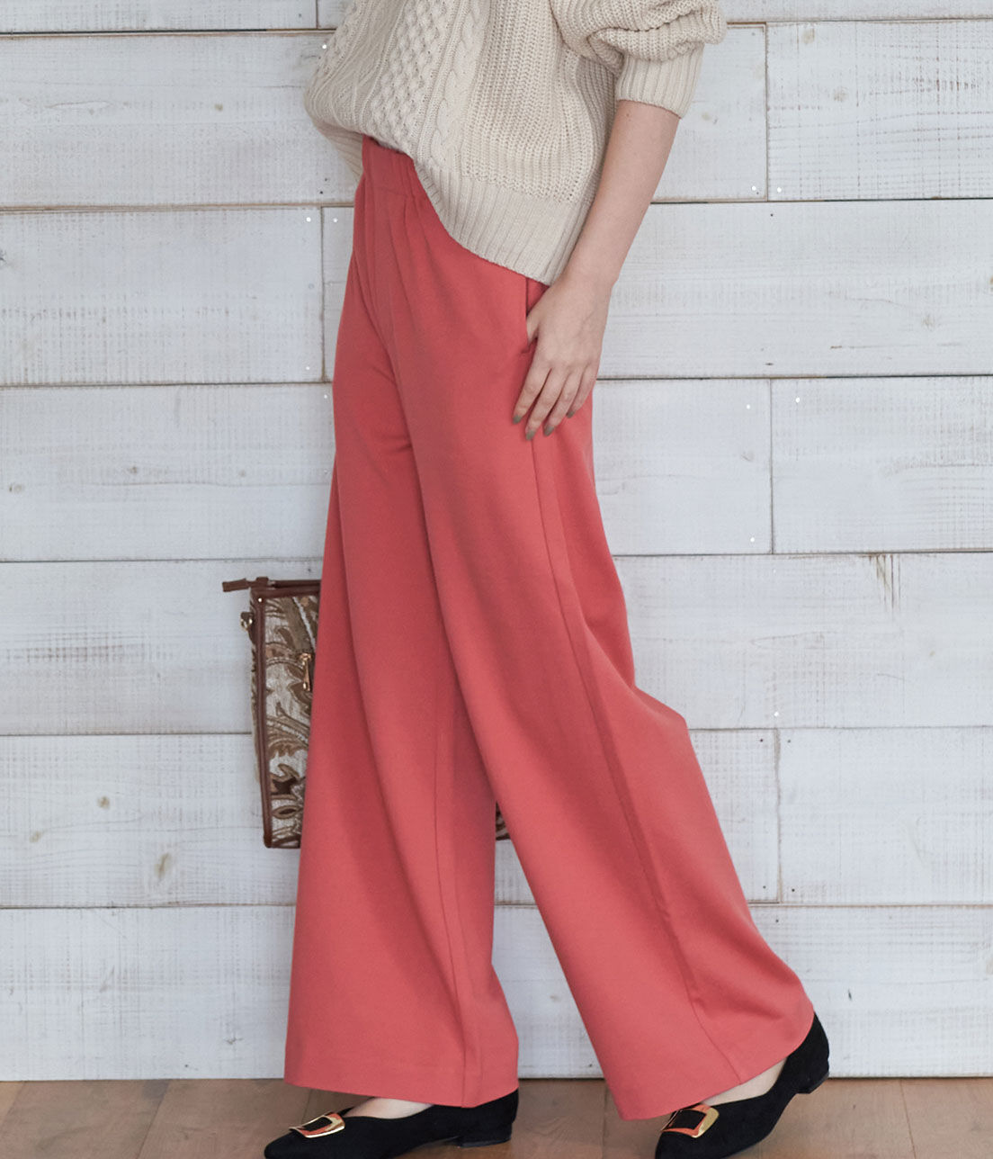 VIS「【WEB限定Lサイズ】ポンチイージーワイドパンツ」|スラックス|ローズピンク(64)