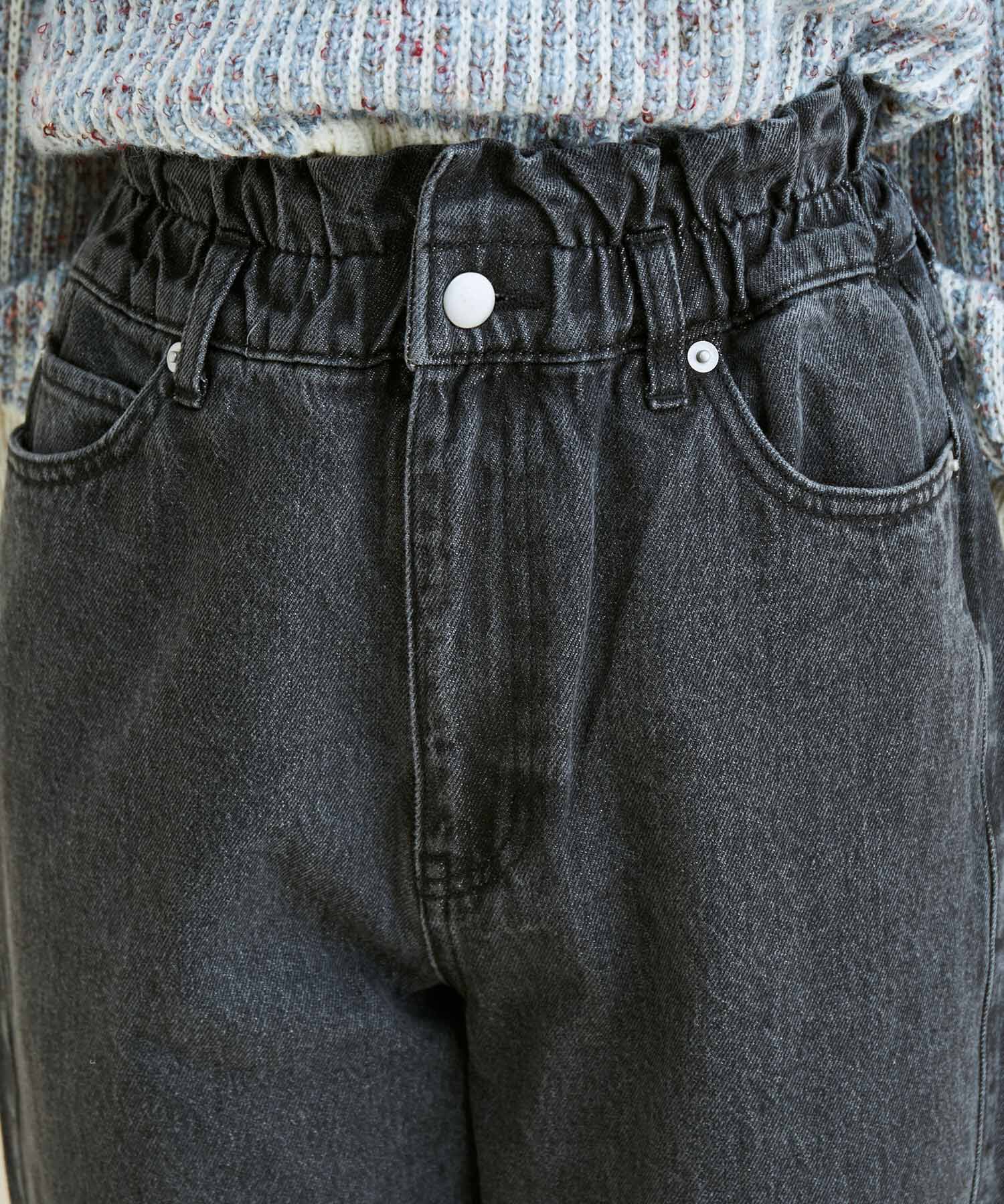 VIS「ウェストギャザーデニム&ツイルテーパードパンツ」|デニム|