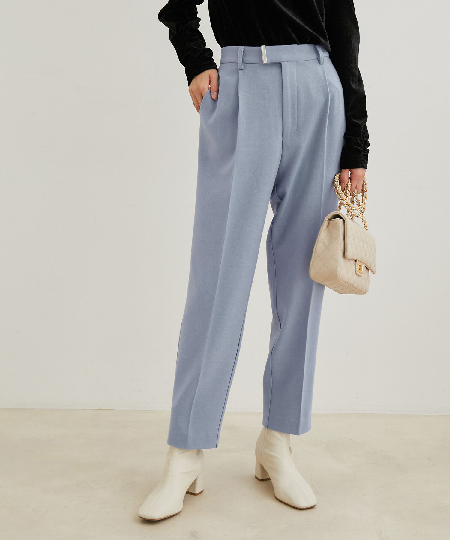 VIS「【HOT BEAUTY STRETCH】【洗える】ワンタックテーパードパンツ【sustainable】」|チノ|