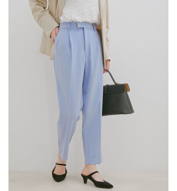 VIS「【HOT BEAUTY STRETCH】【洗える】ワンタックテーパードパンツ【sustainable】」|チノ|サックス(48)