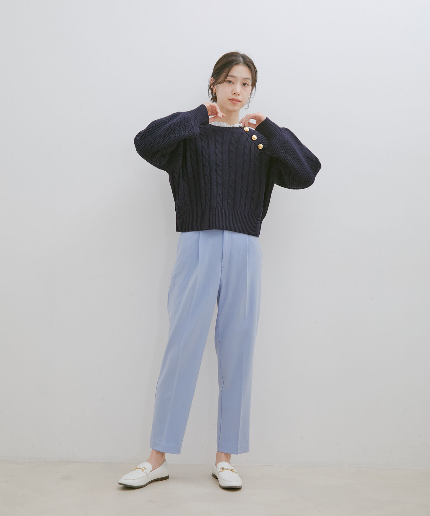 VIS「【HOT BEAUTY STRETCH】【洗える】ワンタックテーパードパンツ【sustainable】」|チノ|