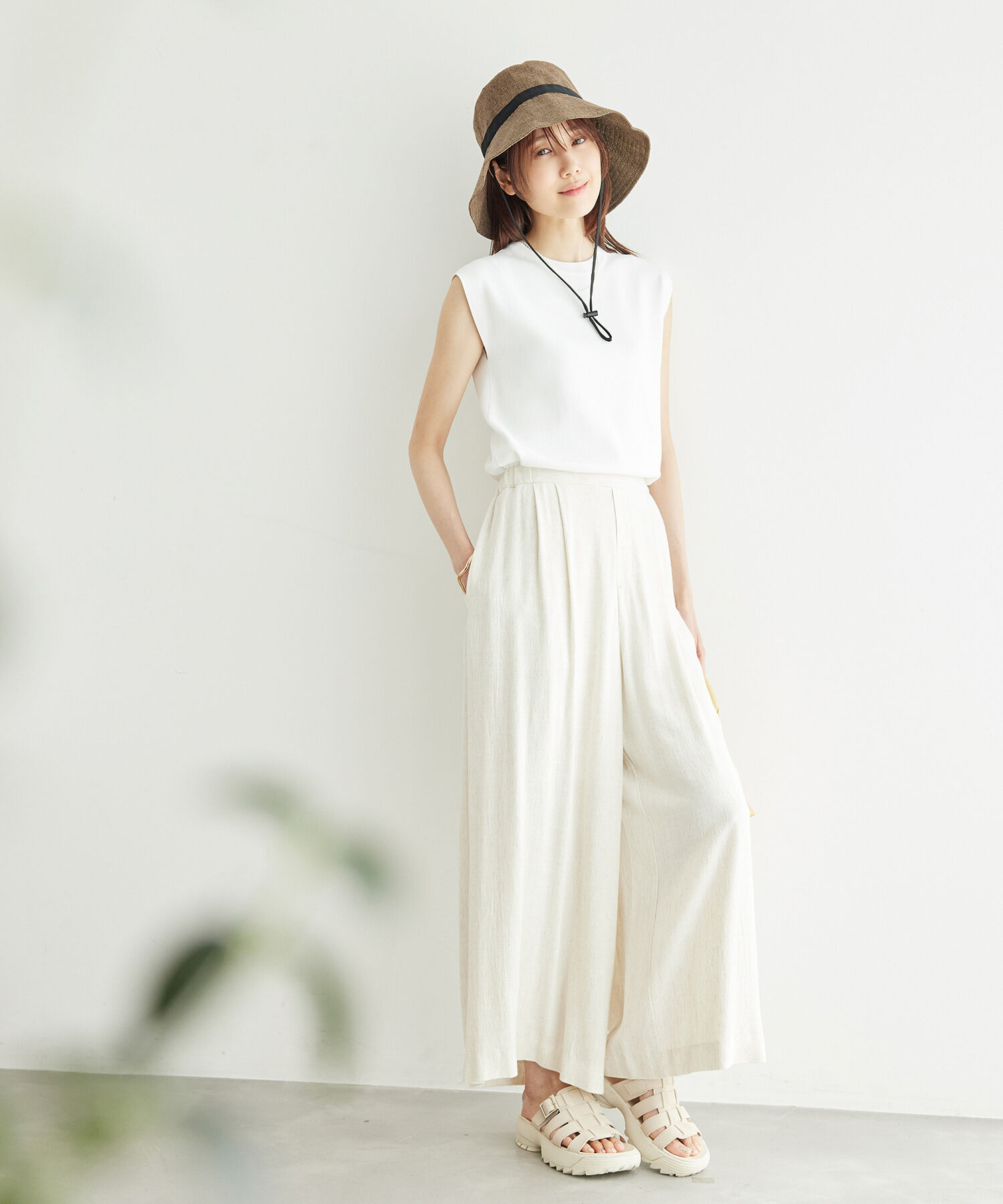 Rope&rsquo;Picnic「レーヨン麻混イージーワイドパンツ」|その他|