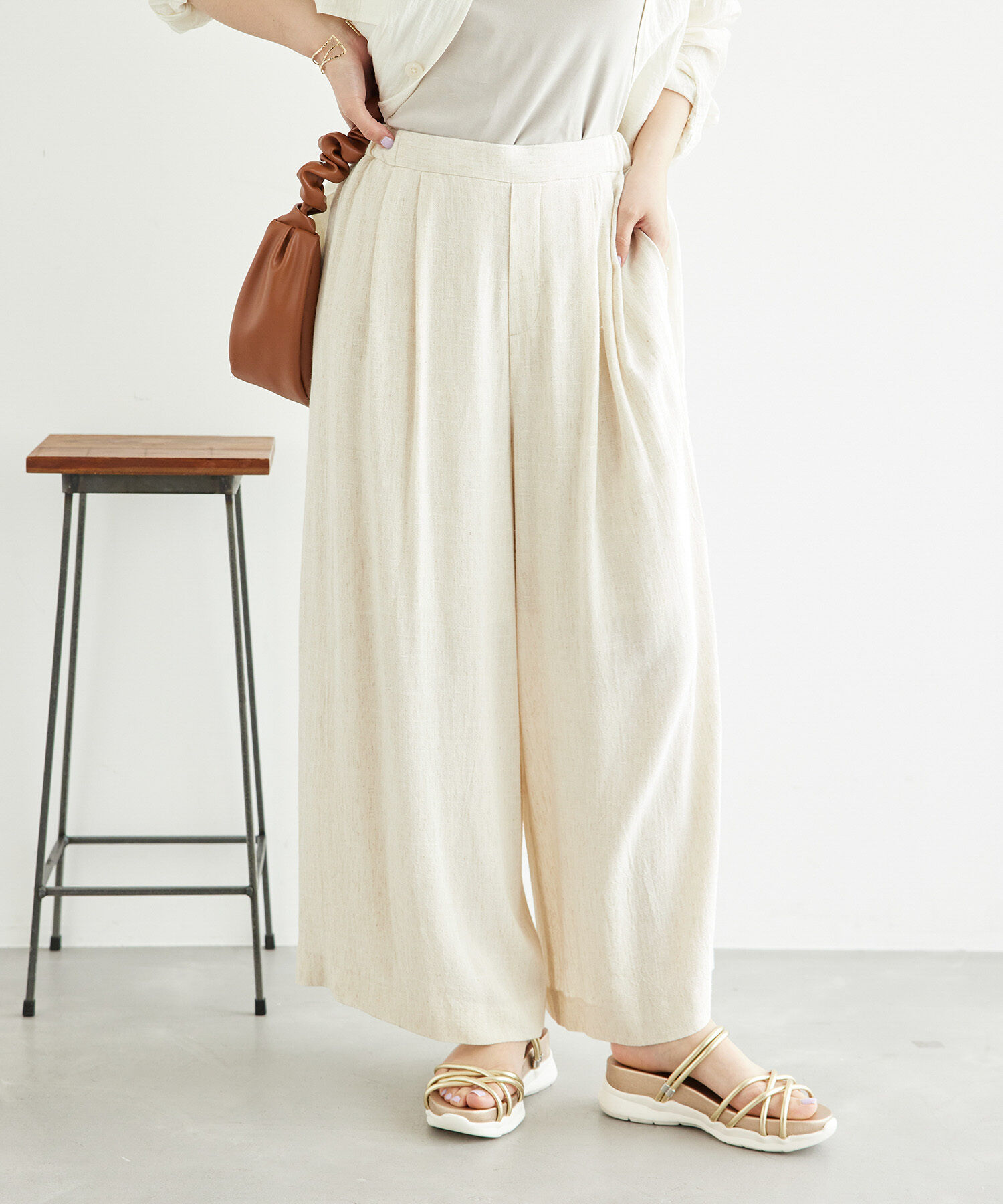 Rope&rsquo;Picnic「レーヨン麻混イージーワイドパンツ」|その他|