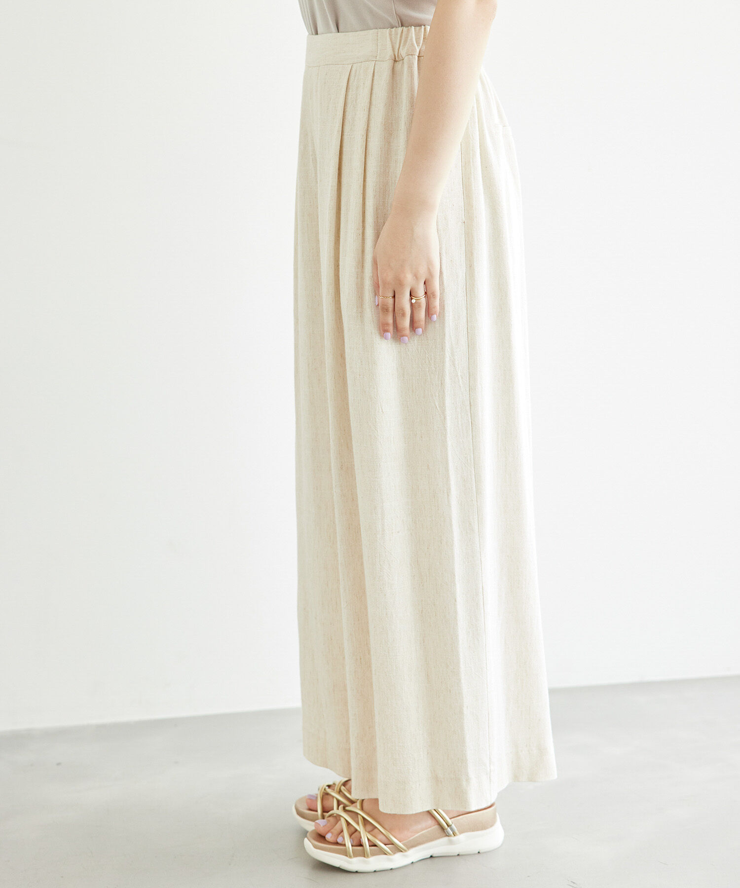 Rope&rsquo;Picnic「レーヨン麻混イージーワイドパンツ」|その他|