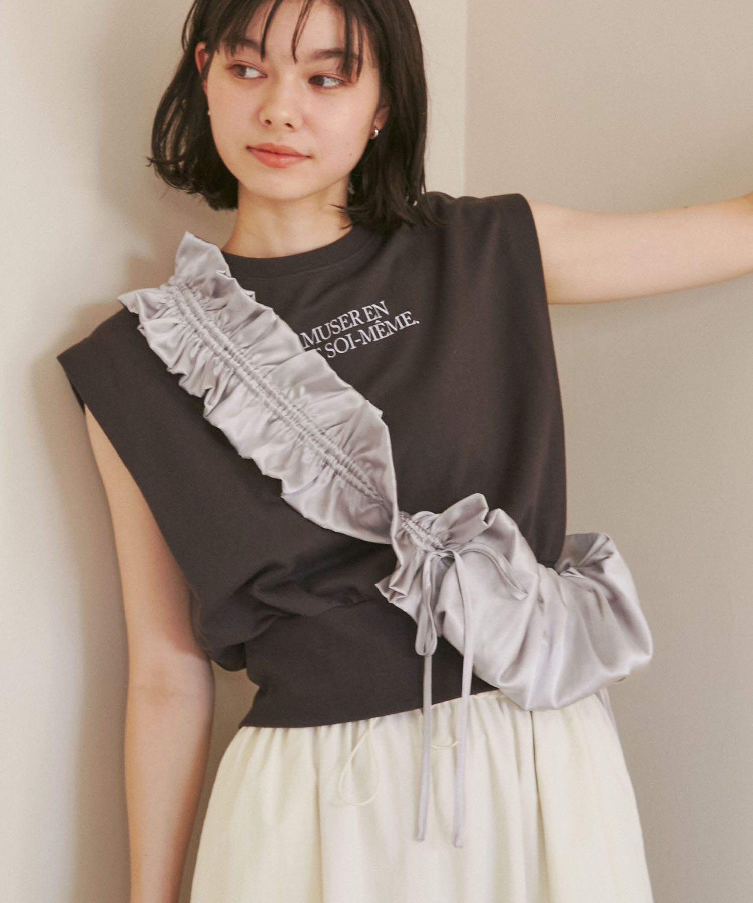 ROPE PICNIC PASSAGE「シャーリングフリルショルダーバッグ」|ショルダー・メッセンジャー|グレー(07)