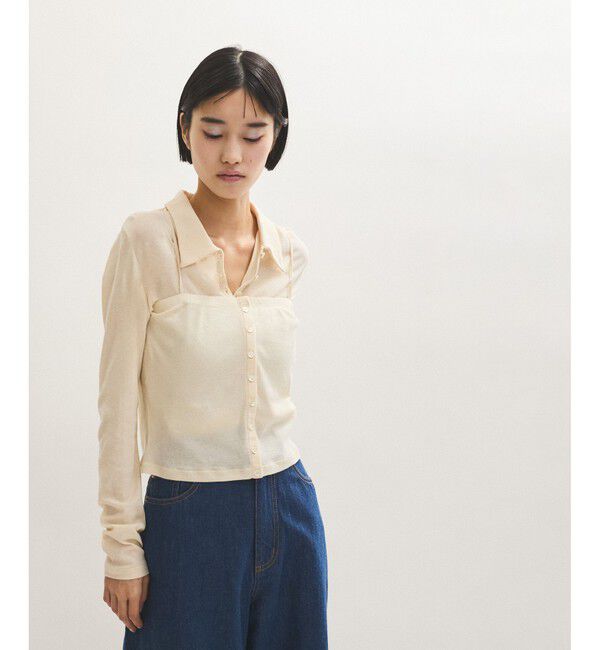 ADAM ET ROPE'「ベアキャミコンビカットソーカーディガン」|カーディガン|