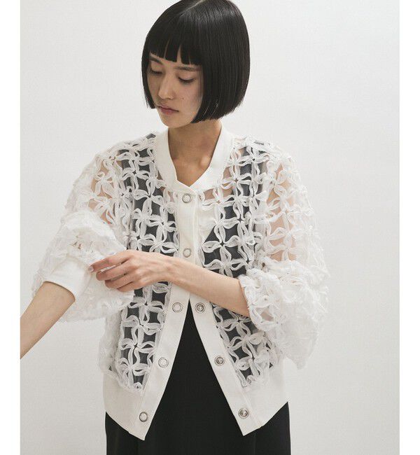 ADAM ET ROPE'「ラインアートレースブラウス」|シャツ・ブラウス|