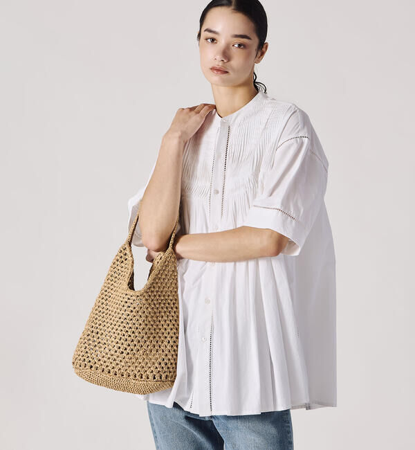  「INDIA INDUSTRY | ペーパーラフィア ショルダーバッグ WOMEN」|ショルダー・メッセンジャー|