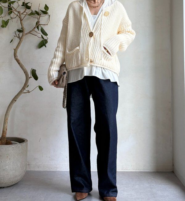  「メタルビッグボタンローゲージカーディガン」|カーディガン|