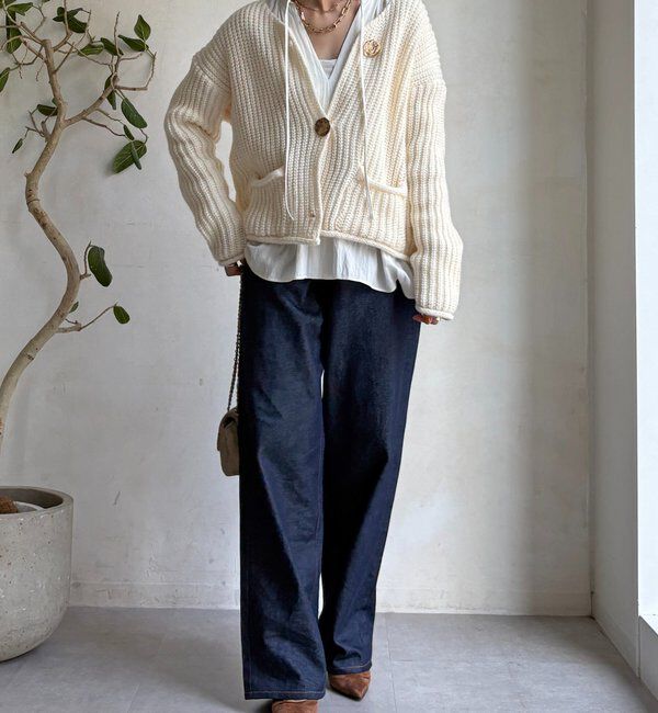  「メタルビッグボタンローゲージカーディガン」|カーディガン|