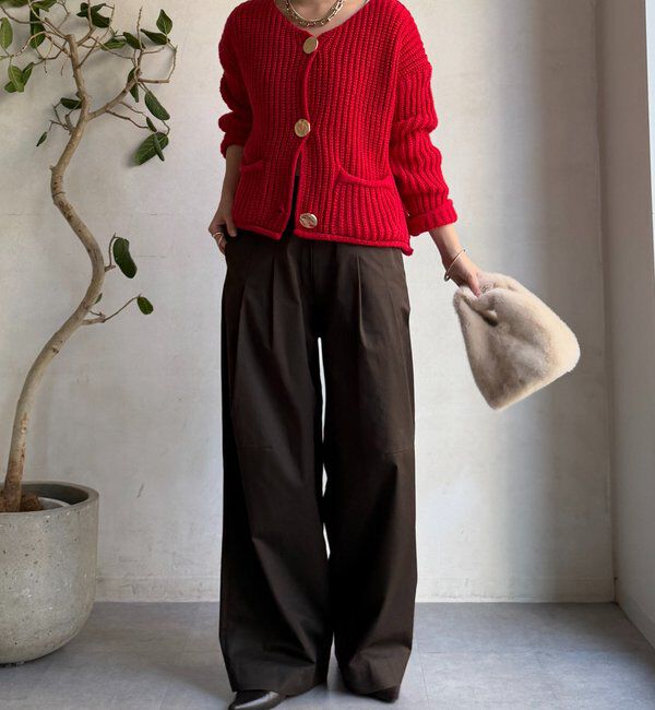  「メタルビッグボタンローゲージカーディガン」|カーディガン|