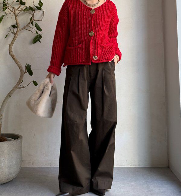  「メタルビッグボタンローゲージカーディガン」|カーディガン|