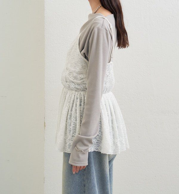  「Vギャザーレースキャミソール」|シャツ・ブラウス|