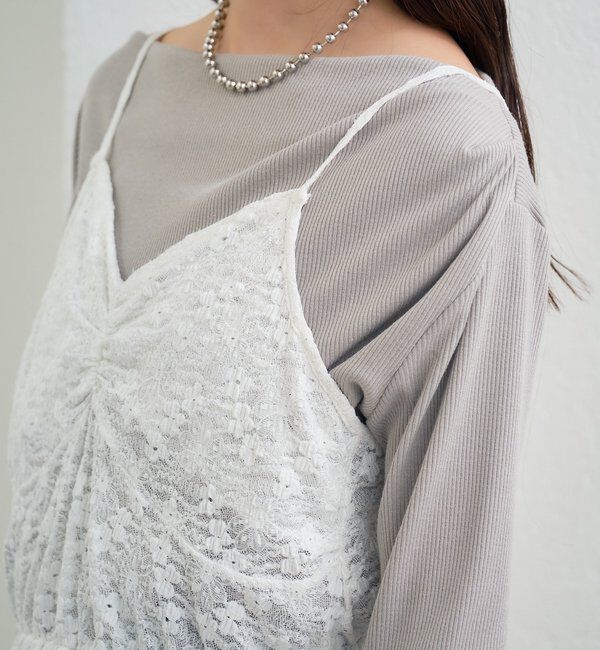  「Vギャザーレースキャミソール」|シャツ・ブラウス|