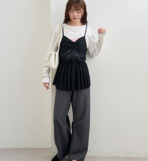  「Vギャザーレースキャミソール」|シャツ・ブラウス|