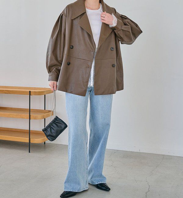  「【サイズ展開あり】レザーミドルコート」|その他|