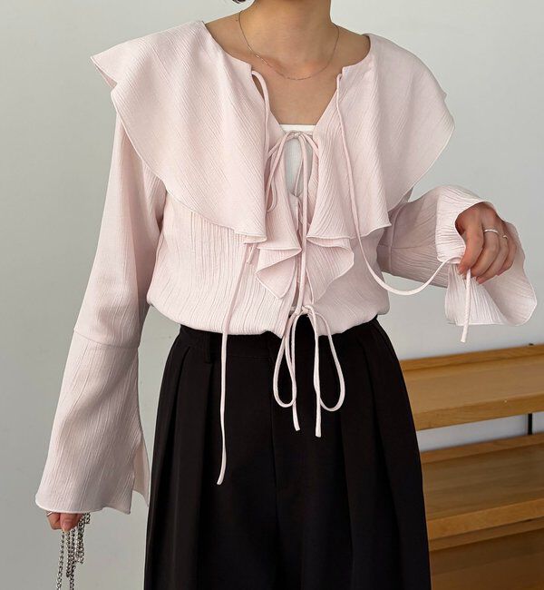  「フリルリボンブラウス」|シャツ・ブラウス|ピンク