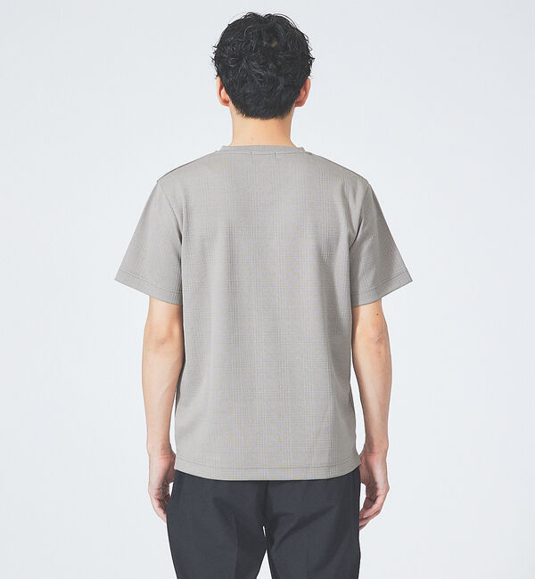 ABAHOUSE「【チェック柄】ジャガード Vネック 半袖 Tシャツ」|Tシャツ・カットソー|
