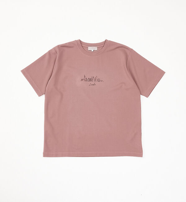 ABAHOUSE「【CITY】刺繍 ポンチ Tシャツ」|Tシャツ・カットソー|スモークピンク