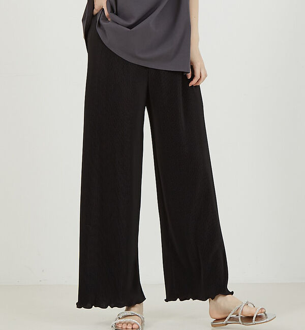 abahouse mavie「クリスタルプリーツパンツ」|その他|ブラック