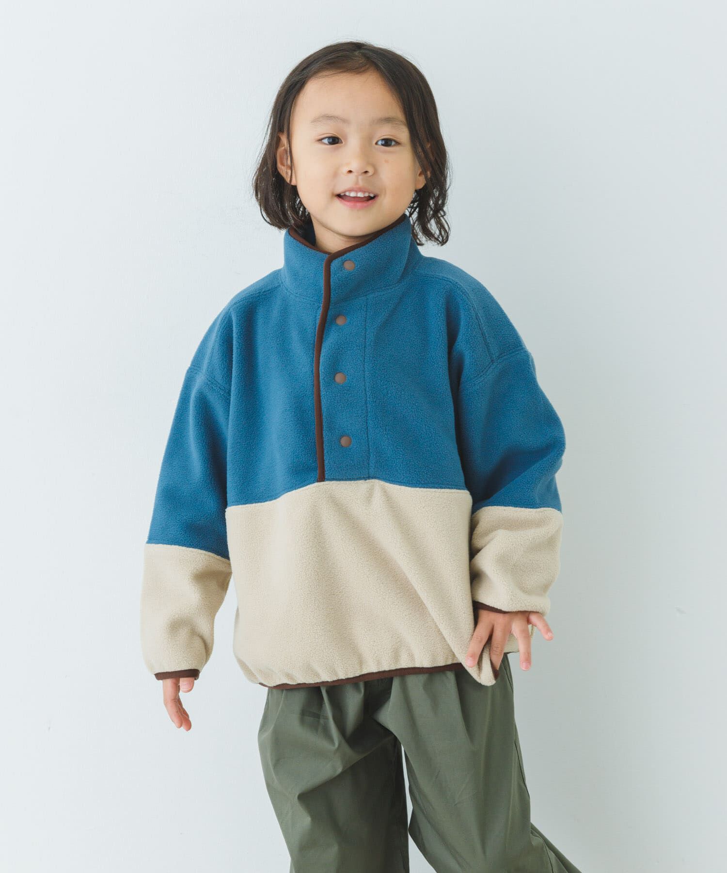 URBAN RESEARCH DOORS「フリースバイカラープルオーバー(KIDS)」|その他|ブルー系その他