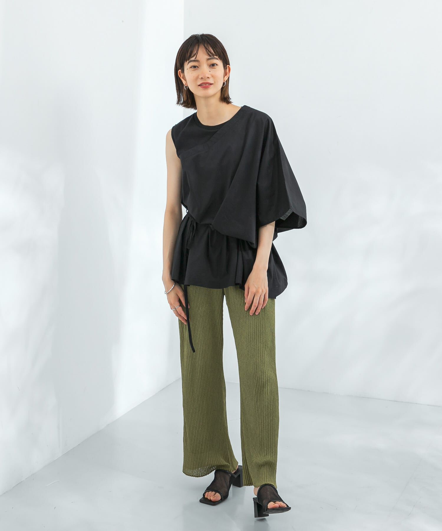  「マントドッキングアシメブラウス」|シャツ・ブラウス|